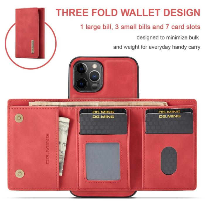 DG.MING - DG.MING iPhone 13 Mini Skal samt Wallet med Kickstand - Röd