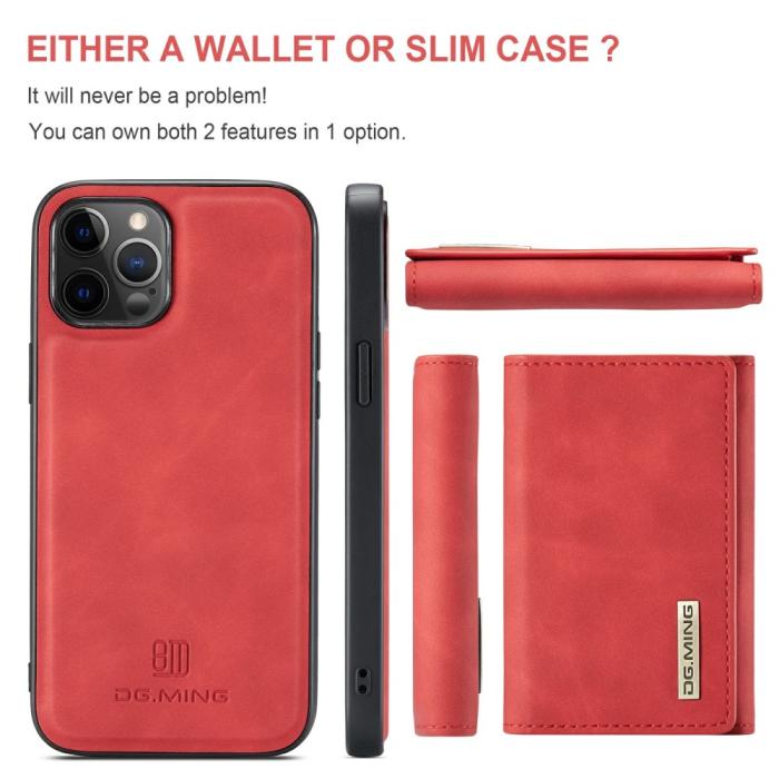 DG.MING - DG.MING iPhone 13 Mini Skal samt Wallet med Kickstand - Röd