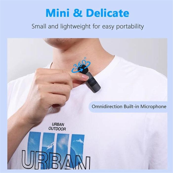 BOYA - BOYA Trådlös Mini Lavaliermikrofon USB-C 2.4Ghz 2 Sändare + 1 Mottagare BY-V20