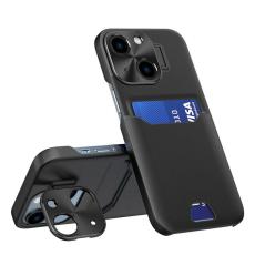 OEM - Galaxy S23 Plus Mobilskal Korthållare Läder Kickstand - Svart