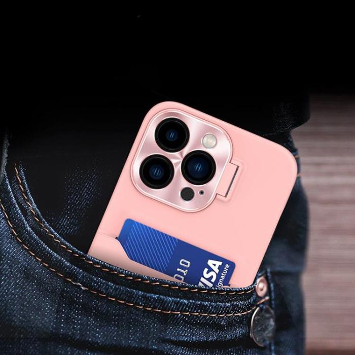 OEM - Galaxy S23 Ultra Mobilskal Korthållare Läder Kickstand - Rosa
