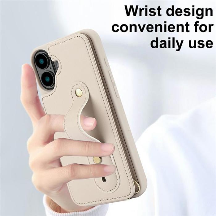 A-One Brand - iPhone 17 Mobilskal korthållare Med Axelrem - Beige