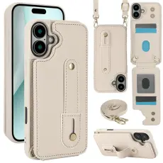 A-One Brand - iPhone 17 Mobilskal korthållare Med Axelrem - Beige