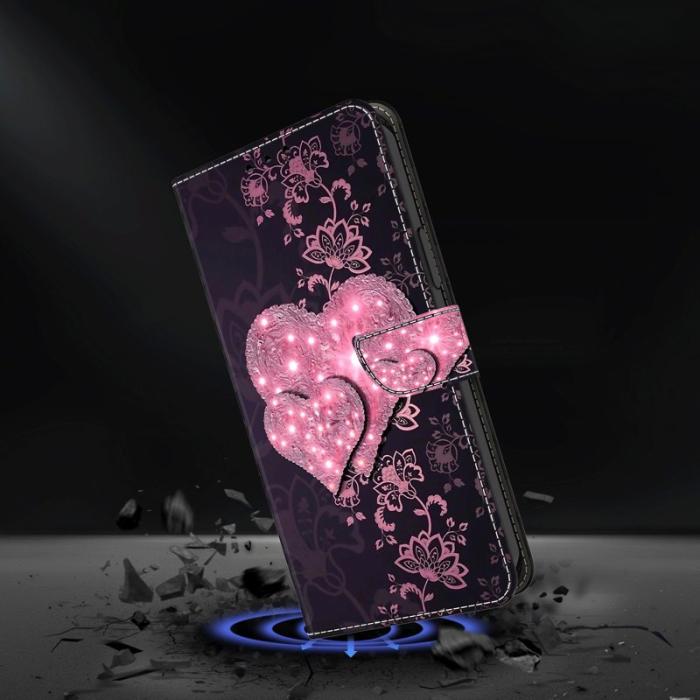 OEM - Samsung Galaxy S26 / S26 Pro Fodral 3D Mönster PU Läder - Spets Hjärtan