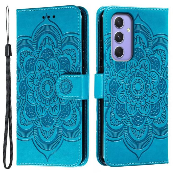 OEM - Samsung Galaxy S26 Plånboksfodral Konstläder Mandala Tryck - Blå