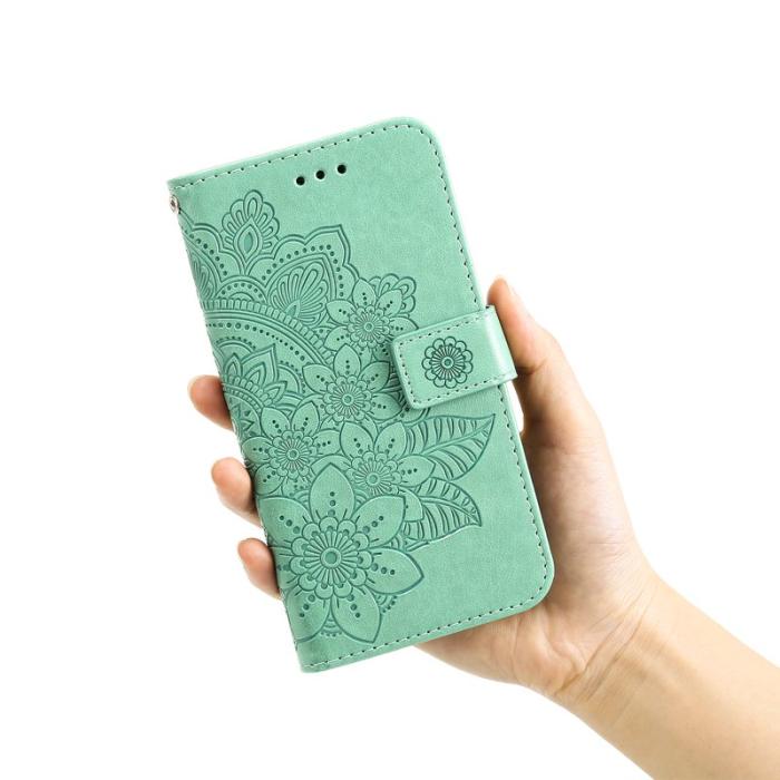 OEM - Samsung Galaxy S26 Plus Plånboksfodral Blommönster Konstläder Ställ - Grön