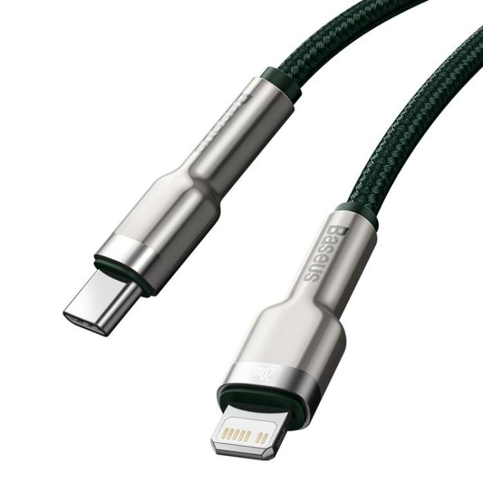 BASEUS - Baseus USB-C Till Lightning Kabel 20W 1m Cafule Metal PD Grön