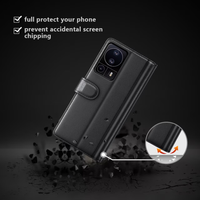 OEM - Xiaomi 13 Lite Plånboksfodral Äkta Läder - Svart