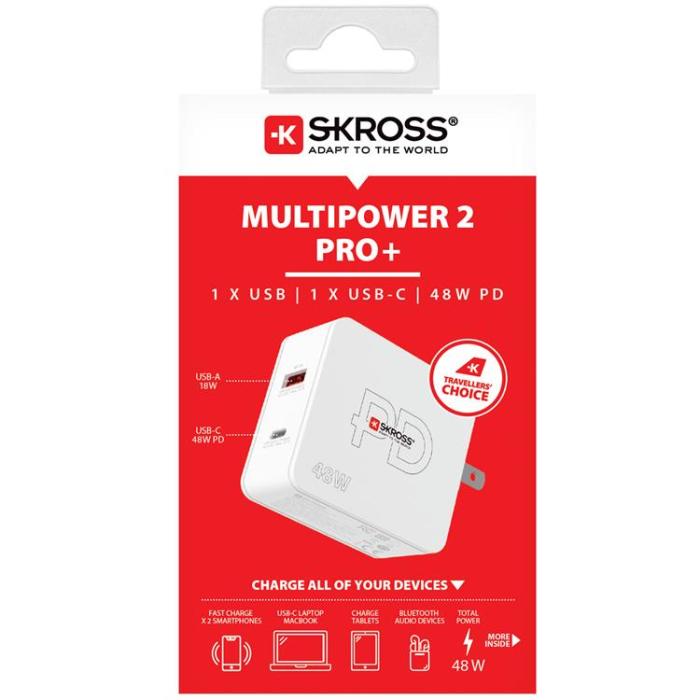 SKROSS - SKROSS Multipower 2 Pro Plus Laddare US 1xUSB-C PD 1xUSB-A 48W