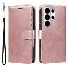 OEM - Samsung Galaxy S26 Ultra Pl&aring;nboksfodral Konstl&auml;der Med Rem - Ros&eacute;guld