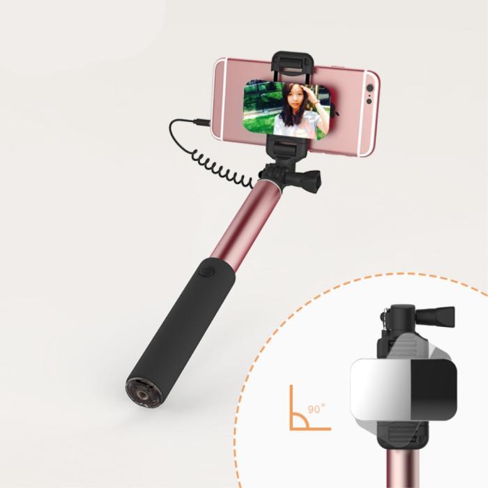 UTGATT5 - ROCK Monopod Mirror Selfiestick wire control - Rose Gold