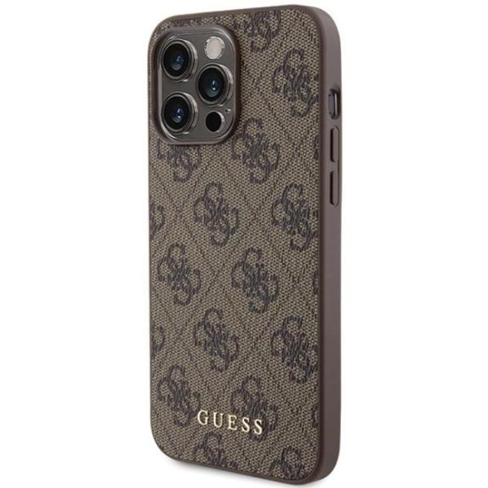 Guess - Guess iPhone 15 Pro Max Mobilskal Metall Gold Logo - Brun