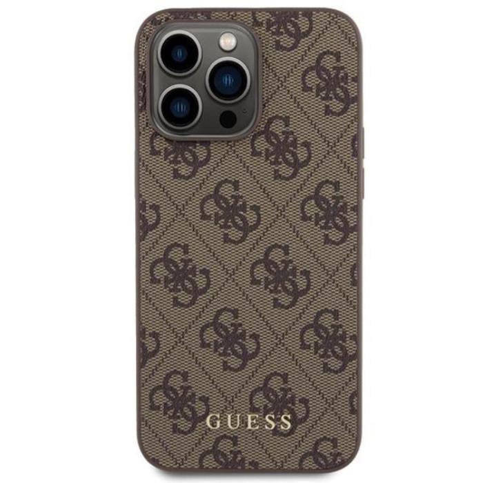 Guess - Guess iPhone 15 Pro Max Mobilskal Metall Gold Logo - Brun