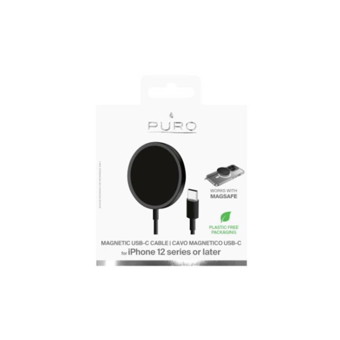 Puro - Puro MagSafe Magnetico Trådlös Laddare 1m - Svart