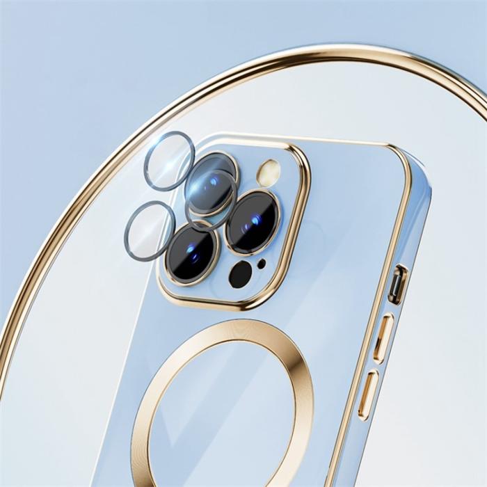 OEM - iPhone 14 Pro Max Magsafe Skal Gold Edge - Blå