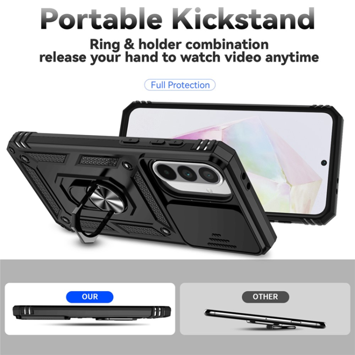 A-One Brand - Galaxy A36/A56 Mobilskal Kickstand PC + TPU - Svart