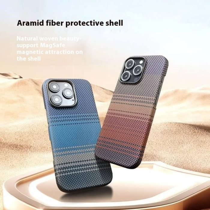 A-One Brand - iPhone 16 Pro Max Mobilskal Magsafe Aramid Fiber Gradient - Blå