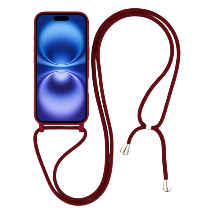 A-One Brand - iPhone 17 Mobilskal TPU Shockproof med Lanyard - Mörkröd