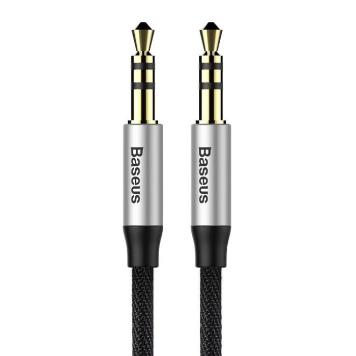 BASEUS - Baseus Stereo AUX Audio 3.5 mm Male Mini Jack 1m Silver/Svart