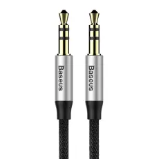 BASEUS - Baseus Stereo AUX Audio 3.5 mm Male Mini Jack 1m Silver/Svart