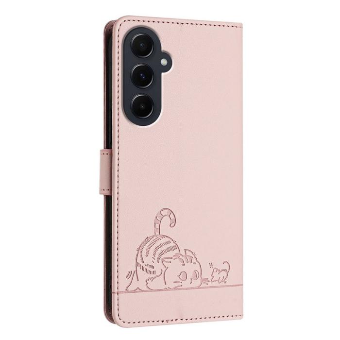 OEM - Samsung Galaxy A55 5G Plånboksfodral Konstläder RFID Skydd - Rosa