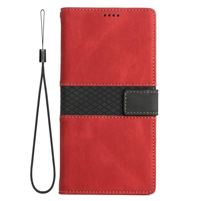 A-One Brand - Splicing Design iPhone 13 Plånboksfodral - Röd