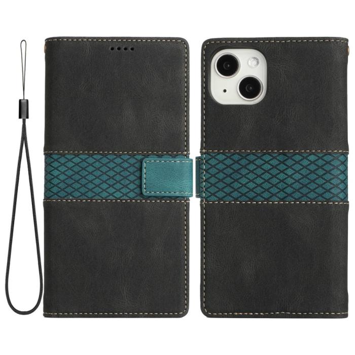 A-One Brand - Splicing Design iPhone 13 Plånboksfodral - Svart