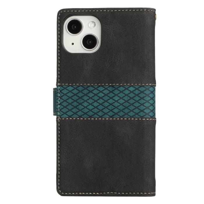 A-One Brand - Splicing Design iPhone 13 Plånboksfodral - Svart