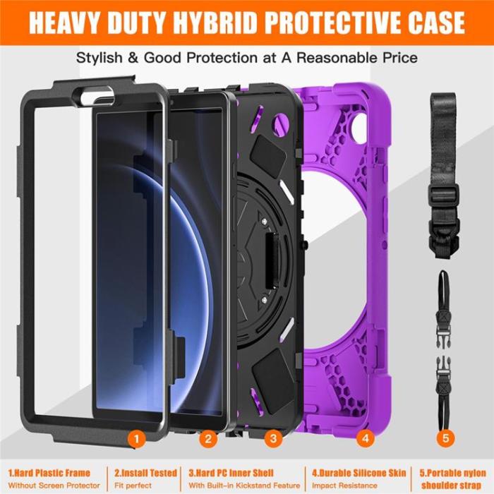A-One Brand - Galaxy Tab A9 Skal Kickstand Handrem Med Axelrem - Lila