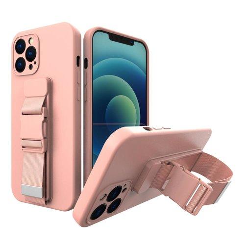 Rope Gel Airbag Skal Med Lanyard iPhone 13 Mini - Rosa