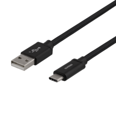UTGATT1 - Deltaco USB-A till USB-C Kabel 1m Flätad - Svart