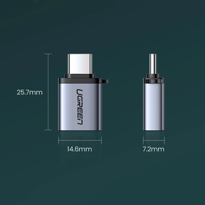 Ugreen - Ugreen USB-C till USB-A Adapter Med Snodd - Grå