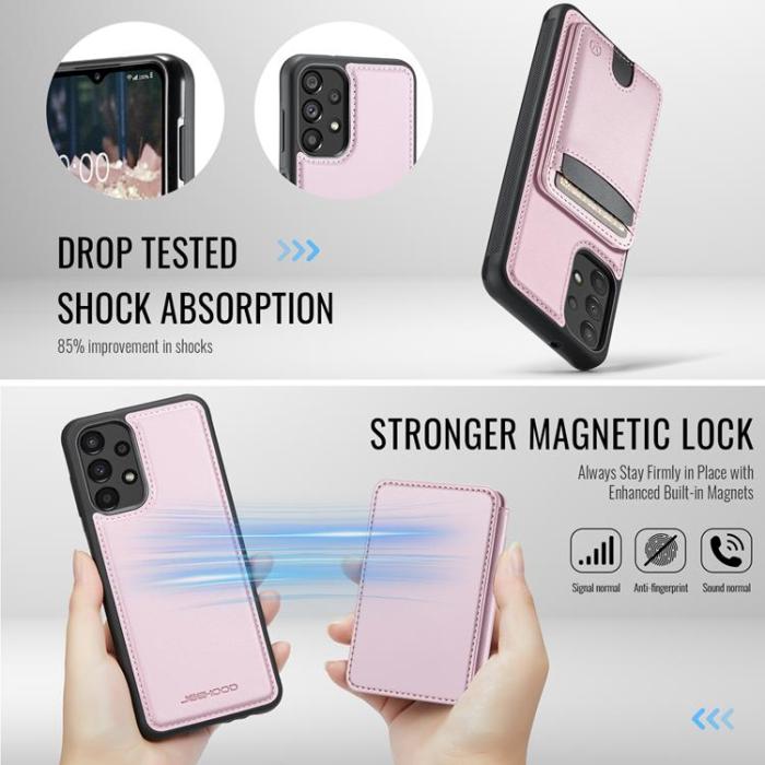 OEM - JEEHOOD Samsung Galaxy A13 4G/5G Mobilskal Konstläder med Kortfack - Rosa
