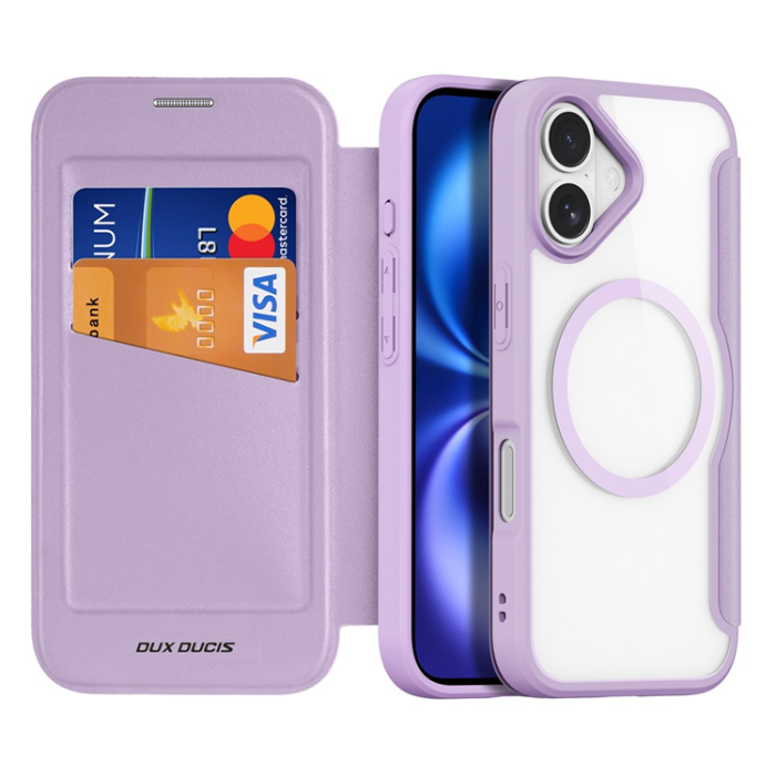 Dux Ducis - Dux Ducis iPhone 17 Plånboksfodral MagSafe Skin X Pro - Lila Rosa