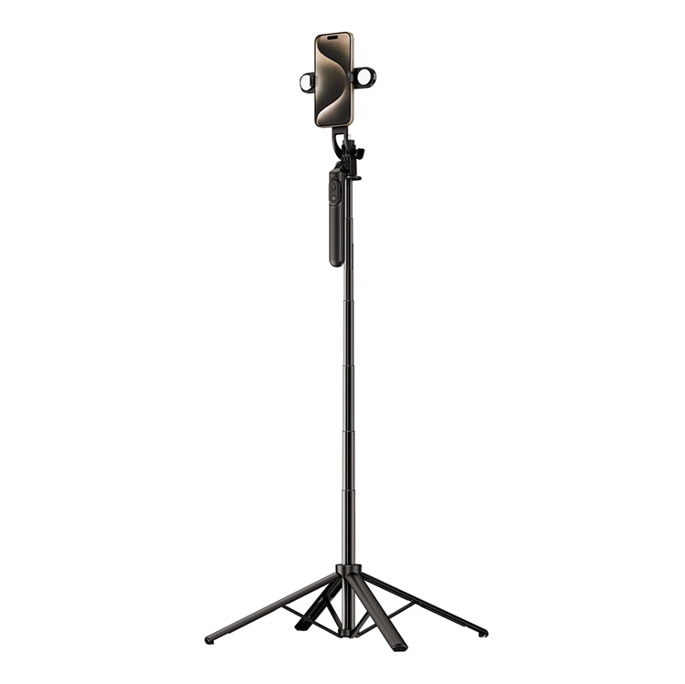 Selfiestick Teleskopstativ 1.75m Auminiumlegering Med Dubbel Lampa | 264 | AlltMobil