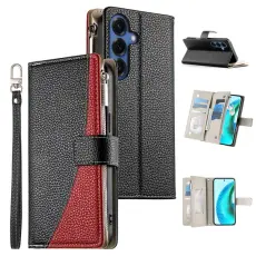 OEM - Samsung Galaxy S26 Pl&aring;nboksfodral Dragkedja Konstl&auml;der Flip - Svart