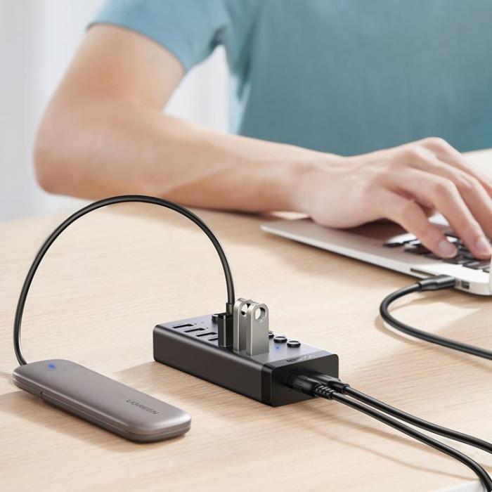 Ugreen - Ugreen Multifunctional HUB 7in1 USB Typ-C PD DC 12V - Grå