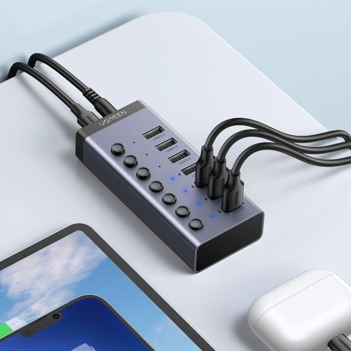 Ugreen - Ugreen Multifunctional HUB 7in1 USB Typ-C PD DC 12V - Grå