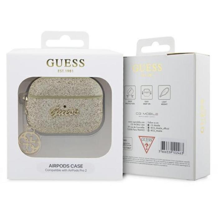 Guess - Guess Airpods Pro 2 Skal Glitter Flake Charm - Guld
