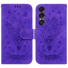 A-One Brand - Sony Xperia 1 VII Plånboksfodral Butterfly och Flower Pattern - Lila