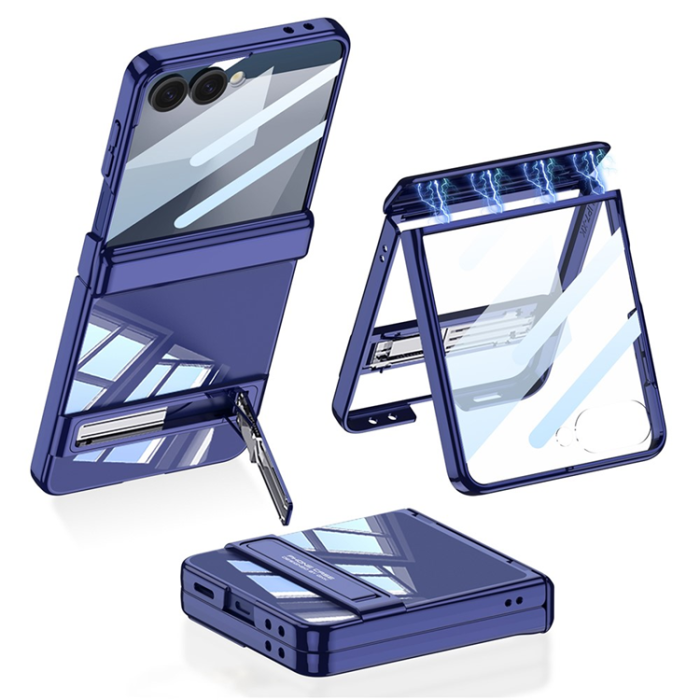 GKK - GKK Galaxy Z Flip 7 Mobilskal Magnetic Hinge Kickstand - Blå