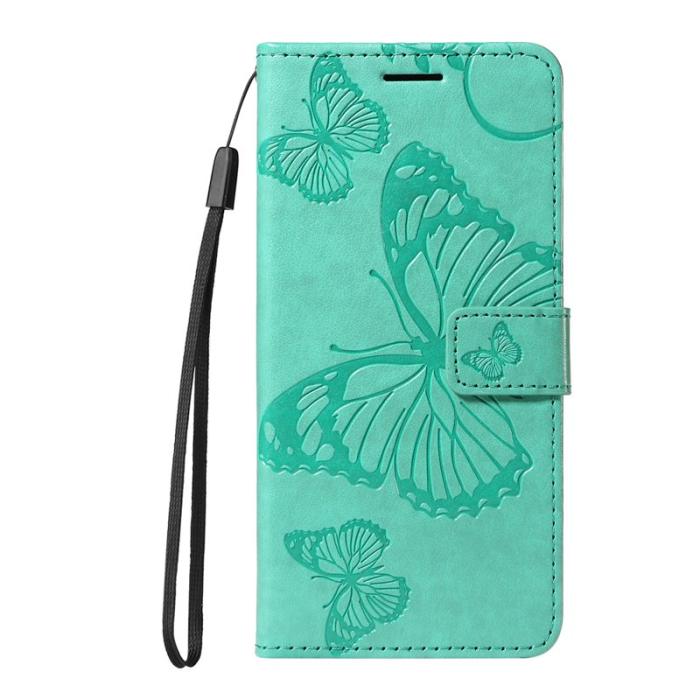 OEM - Samsung Galaxy A57 Plånboksfodral Konstläder Blommor - Grön