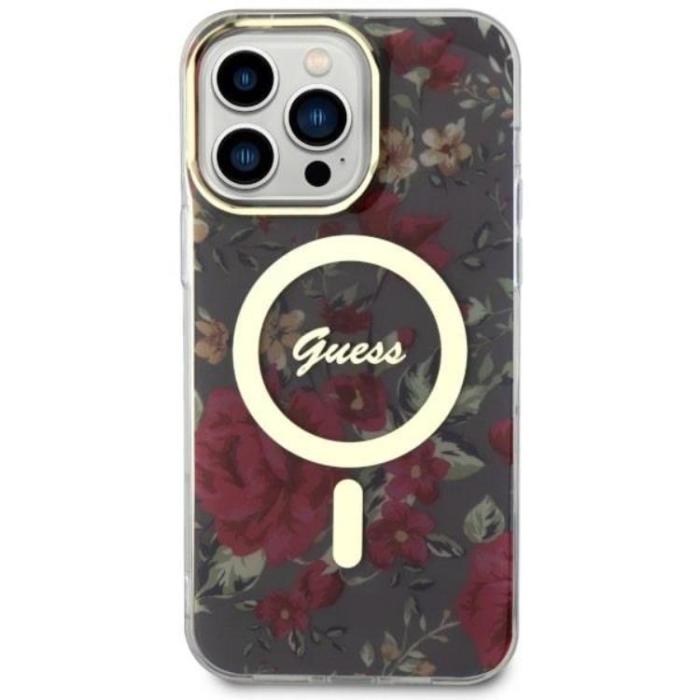 Guess - Guess iPhone 14 Pro Mobilskal MagSafe Flower - Grön