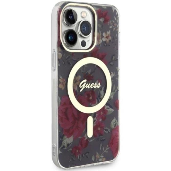 Guess - Guess iPhone 14 Pro Mobilskal MagSafe Flower - Grön