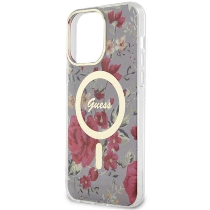 Guess - Guess iPhone 14 Pro Mobilskal MagSafe Flower - Grön