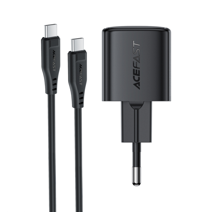 Acefast - Acefast Väggladdare USB-C 30W med USB-C till USB-C Kabel 1.2m - Svart