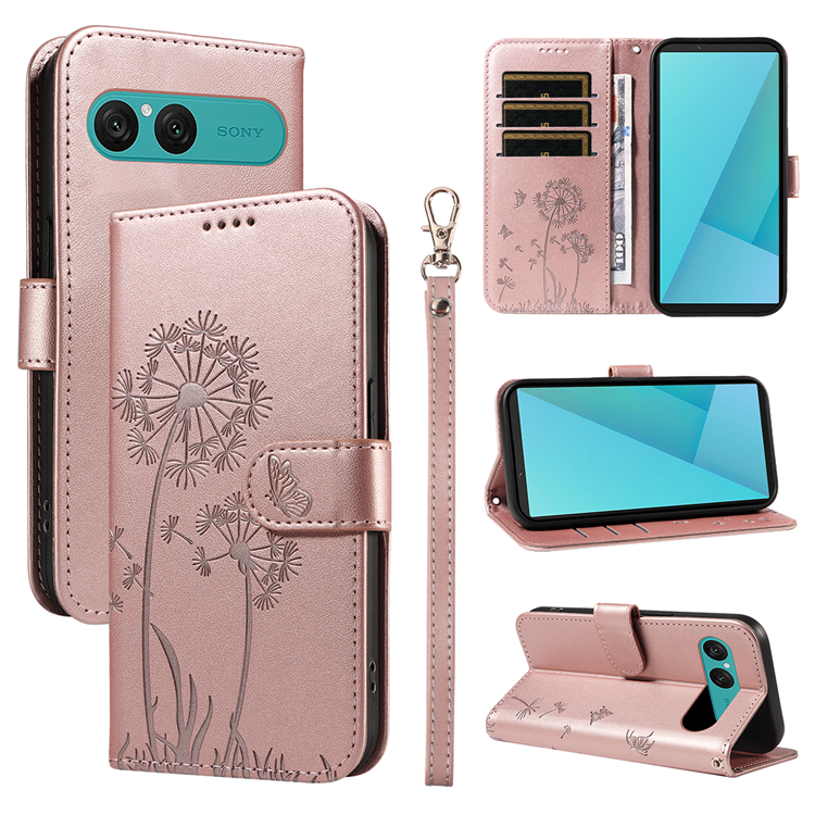 Sony Xperia 10 VII Plånboksfodral Strap Dandelion Läder - Roséguld | 2353 | AlltMobil