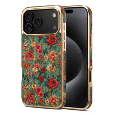 DENIOR - DENIOR iPhone 17 Pro Fodral M&ouml;nstertryckt Electroplating Konstl&auml;der Bl&aring;