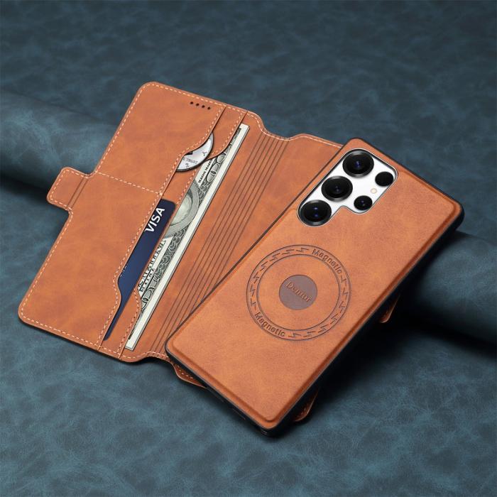 DENIOR - DENIOR B06 Samsung Galaxy S25 Ultra Plånboksfodral Konstläder + TPU Brun