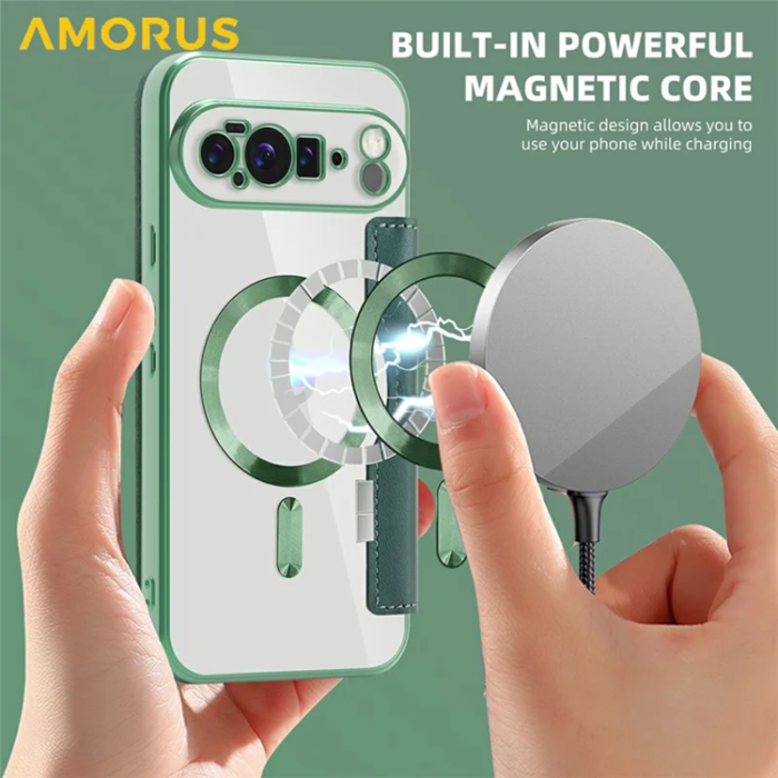 AMORUS - AMORUS Google Pixel 10 Pro XL Plånboksfodral Magsafe RFID - Grön